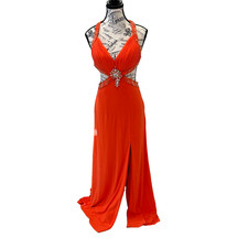 Vintage Cachet Women's Long Evening Gown Sequins, Cutouts, Beads Backless Size 2