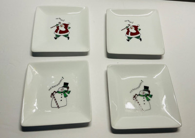 Fitz & Floyd ~ ''Essentials / Christmas'' ~ Set of 4 Appetizer Plates ~ Mint Cond.