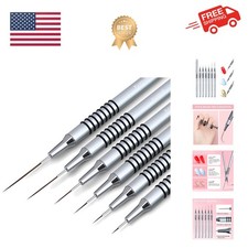 Metallic Nail Art Brushes, 6Pcs Non Slip Liner Brush Set, UV Gel Polish Paint...