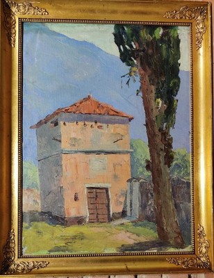 TOWER IN SOUTH EUROPE, original oil painting