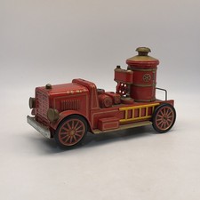 Vintage Tin Litho Toy Fire Engine Truck Japan 12" For Parts As Is