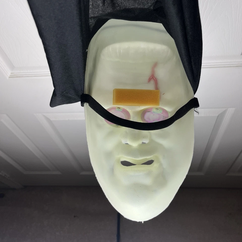 Glow-in-the-Dark Monster Mask With Holographic Eyes Black Hood & Elastic Strap - Image 4 of 4