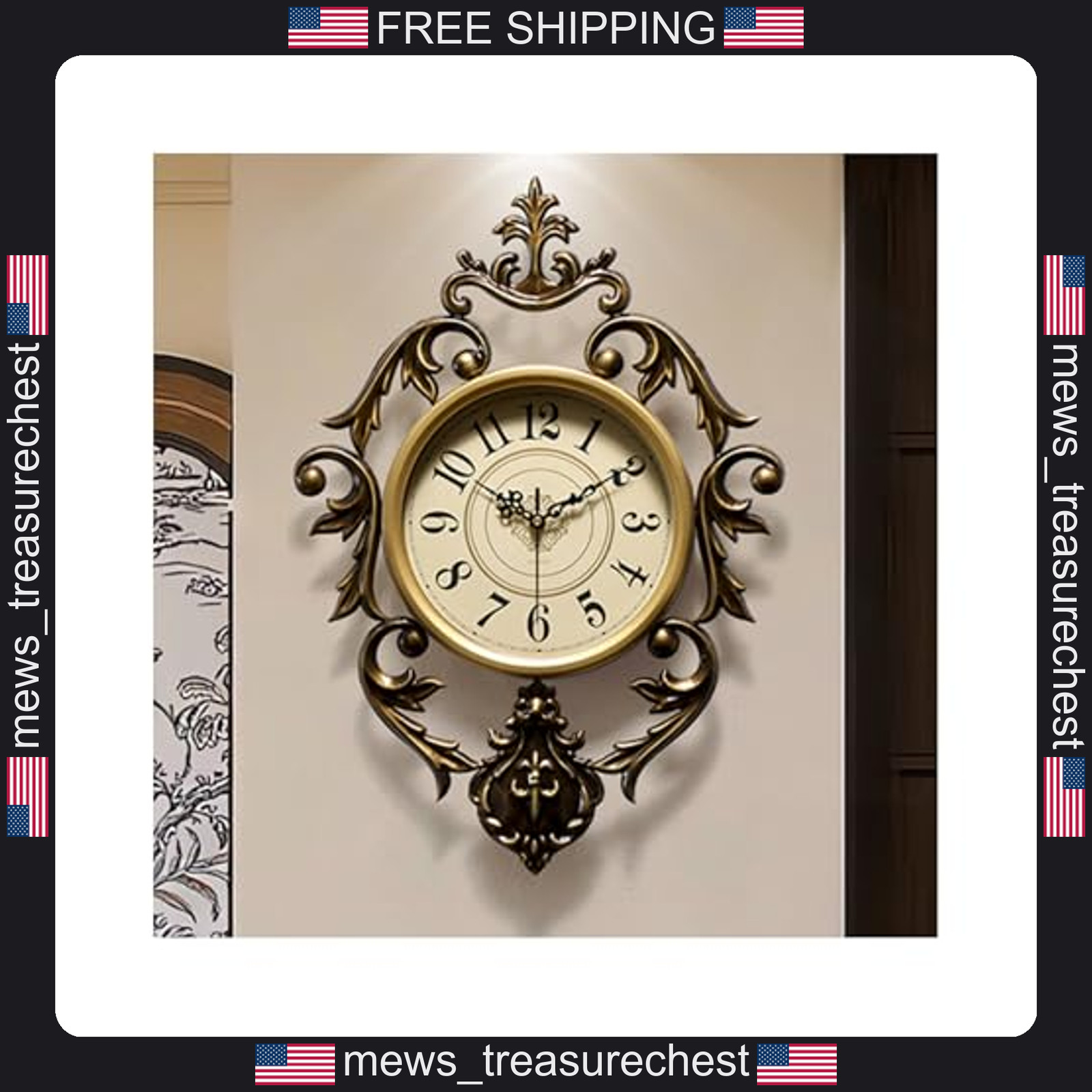 Vintage Metal Wall Clock 21x15 or 26x19 Inches Rustic Industrial Decor