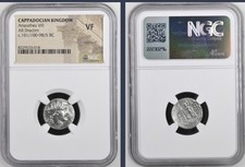 Ariarathes VIII Cappadocia Kingdom Greek 101-95BC NGC Graded Silver Coin Athena
