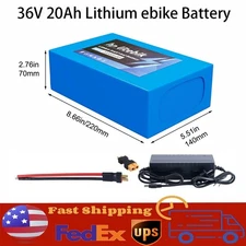 36V 20Ah Lithium Li-ion Rechargeable ebike Battery w/Charger for Bicycle Scooter