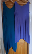EILEEN FISHER Petite Dress Size L. 2 x Dresses Stretch Sleeveless Blue & Purple