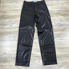 Old Navy Black Womens Faux Leather High Rise Loose Straight Leg Pants Size 2