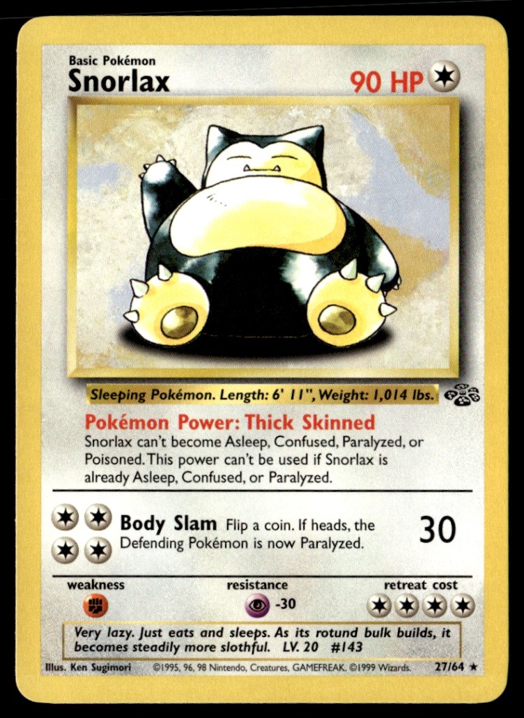 Snorlax (27) Rare Unlimited Jungle 27/64 NM Pokémon TCG