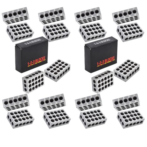 10 MATCHED PAIRS ULTRA PRECISION 1-2-3 BLOCKS 23 HOLES MACHINIST 123