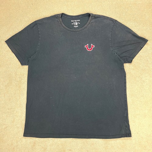 True Religion Shirt Men XXX-Large Black Horseshoe Buddha Logo Front Back Graphic