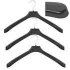 3 Coat Hangers Coat Hangers Swivel Non Slip 50cm Black Plastic Large