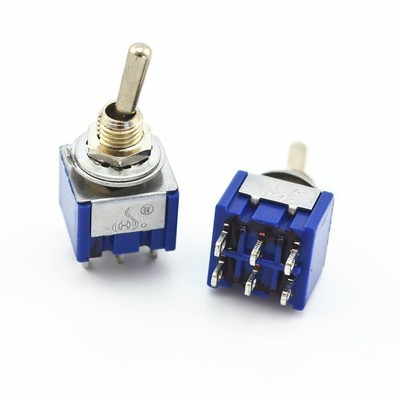 100Pcs 6 Pin 3 Position ON-OFF-ON DPDT Mini Latching Toggle Switch 125V/6A