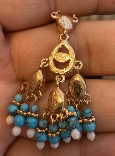 Rose Gold Tone Crystal With Pink Glass  Cabochon Signed Joan Rivers Necklace - Picture 5 of 7