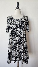 Anthropologie Dress New Size Small Floral Black Cream Swing Boho Granny Cottage