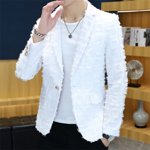 Men Formal Work Blazer Jacket Business Casual Button Slim Fit Suit Coat Tops - Picture 6 of 14