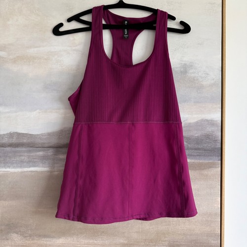 Athleta Vitality Rib Magenta Back Pocket Racerback Tank Top - Size Large