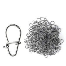 100pcs Stainless Steel Pin Hook Fast Clip Lock Snap Swivel Fishing Connector