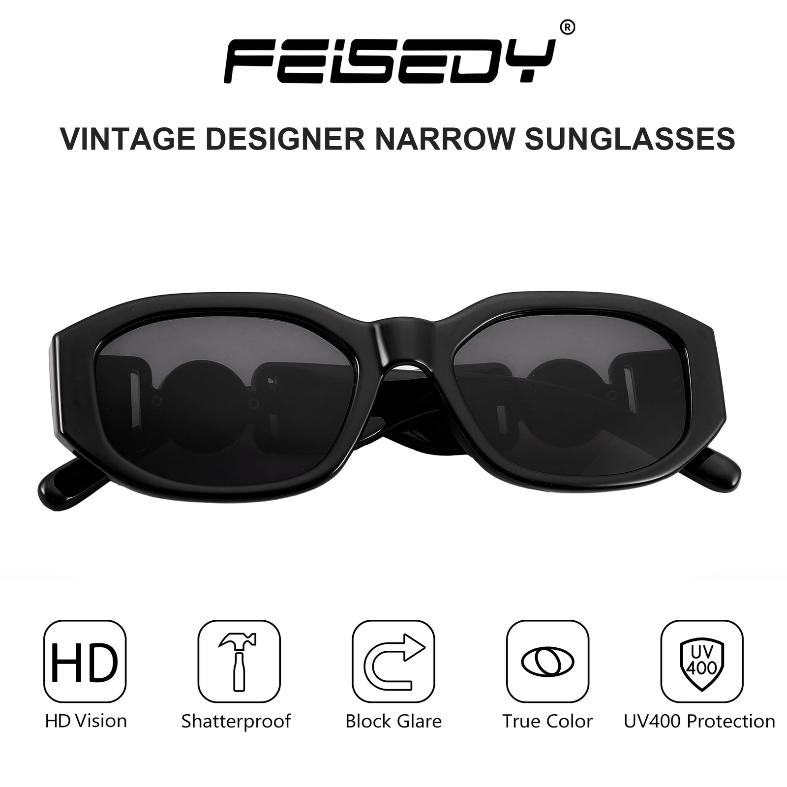 Vintage Trendy Sunglasses Rectangular Ladies Retr… - image 6