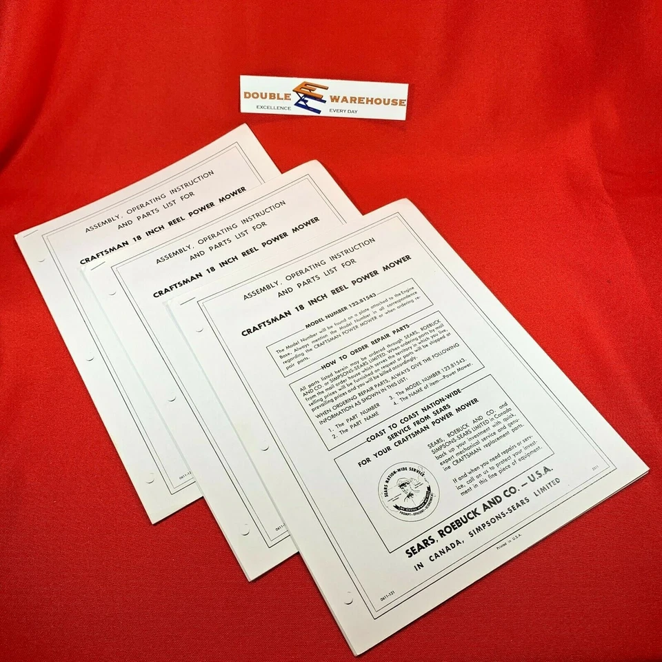 Craftsman 18" Reel Power Mower 123.81543 Manual - Image 2 of 2