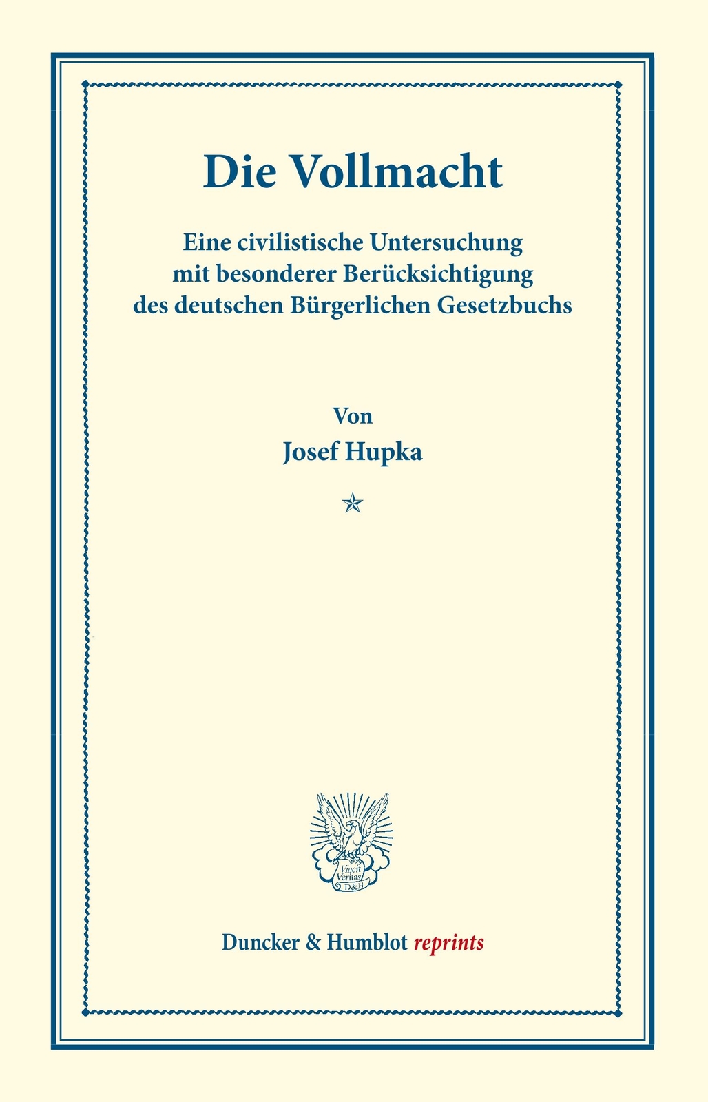 Die Vollmacht. | Buch | 9783428164615