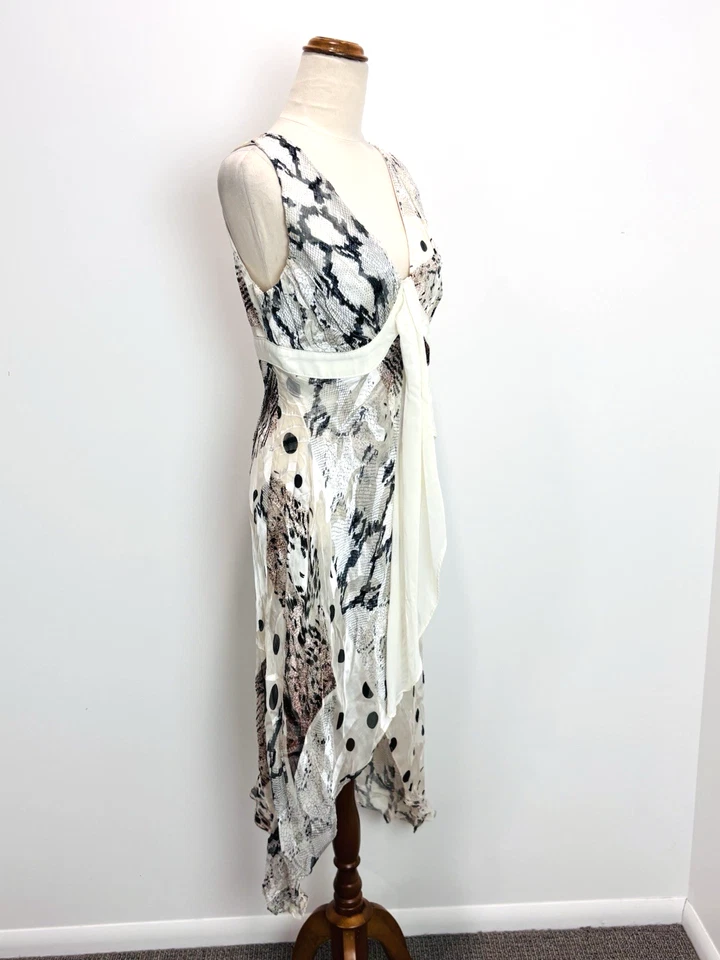 Blusa túnica Joseph Ribkoff para mujer 10 blanca estampado animal seda ocasión fiesta Foto 4 de 4