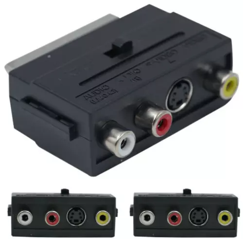 SCART To 3 RCA/Phono Composite AV Video Audio TV/DVD Male Cable Lead Switch