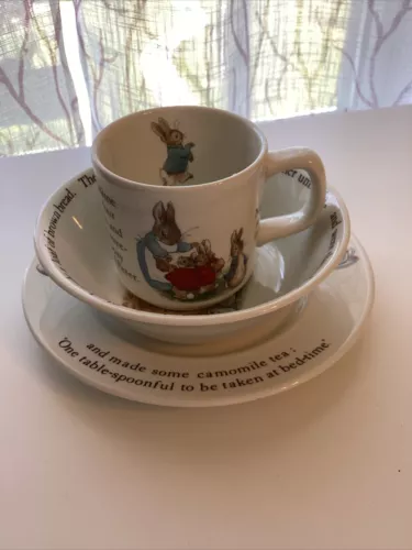 VTG Wedgewood Beatrix Potter Peter Rabbit Child Set- Bowl, Plate, Cup