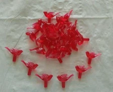 Red Doves Birds 27 Feathered Ceramic Christmas Tree Bulbs Replacements Vintage 