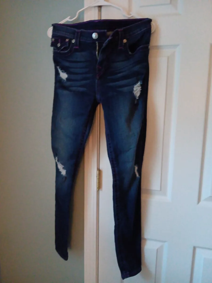 Purple ripped hotsell skinny jeans