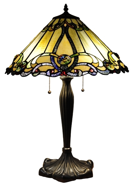 Tiffany Style Stained Glass Jewels Victorian Two Light 18 Table