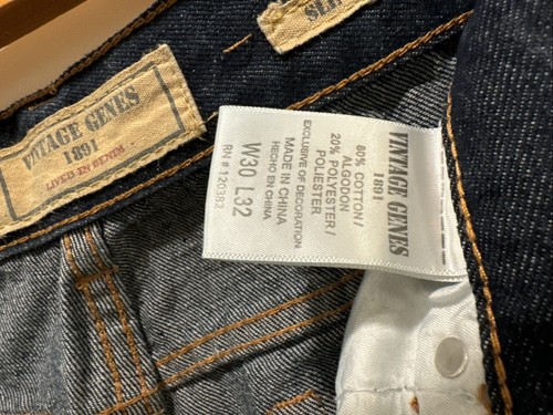 Vintage Genes 1891 Jeans Mens W30 L32 Blue Dark Wash Slim Straight Denim - Picture 4 of 5