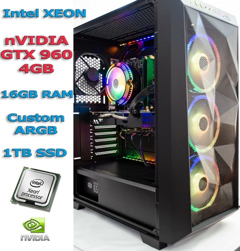 Custom Gaming PC Intel Xeon nVIDIA GTX 960 4GB ARGB 1TB SSD 16GB RAM WIFI WIN10 - 第 1/12 張圖片