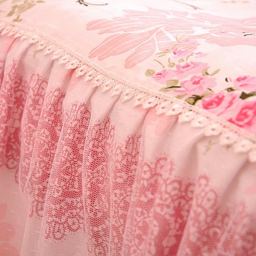 2022 Home 100% Cotton Floral-print Pink Lace Ruffled Princess Bedding Set hot - Foto 4 di 13