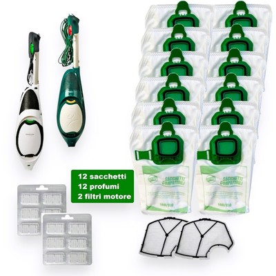 Kit 12 Sacchetti per Aspirapolvere + 12 Profumi Adatti per Vorwerk