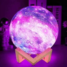 3D Printing Moon Galaxy Lamp Moonlight LED Night Light Touch Color Changing RGB