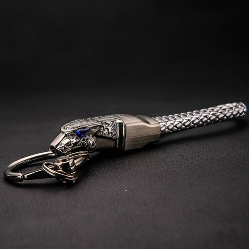 HONESTO Lujo Cabeza de Leopardo Modelo Tejido Metal Llavero Coche Llavero Anillo Hombres - Imagen 28 de 28