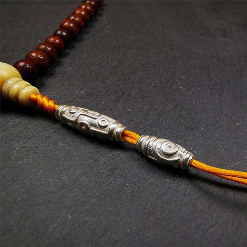 Gandhanra Handmade Tibetan Jewelry Accessories,Sterling Silver Dzi Bead Pendant