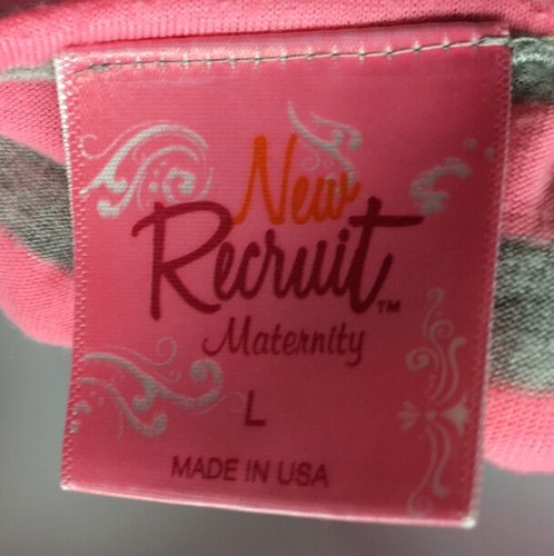 Women's Large Maternity Top - Pink + Grey Striped By New Recruit - Picture 3 of 3