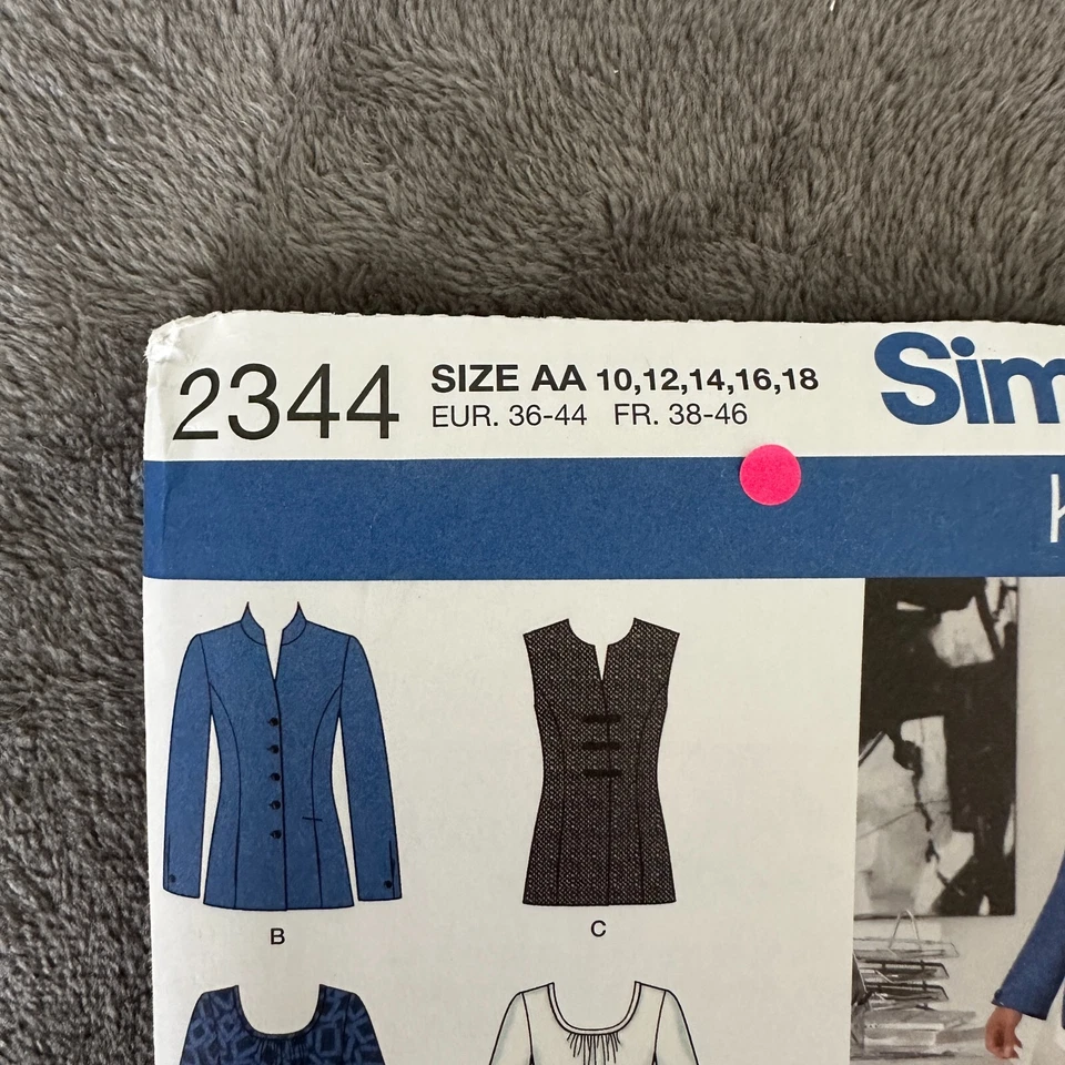 Simplicity 2344 Khaliah Ali Pattern 10-18 Jacket Pants Skirt Vest Top Uncut - Image 2 of 4