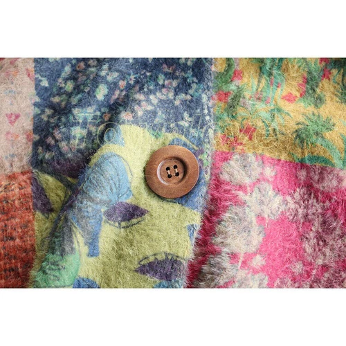 Damen-Cardigan Pastoral-Stil V-Ausschnitt Blumen Patchwork Retro Strickwaren Pullover - Bild 8 von 17