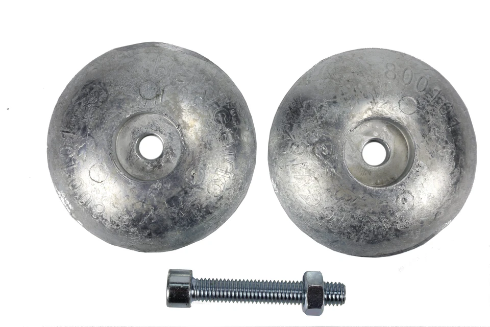 SIEHE ARTIKELBESCHREIBUNG 2 x Ruderblattanode Telleranode Rundanode Anode 70 mm Zink mit Schraube