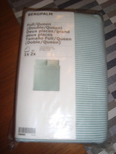 NEW BERGPALM Queen Duvet Quilt Cover w/2 Pillowcases Ticking Striped Green White