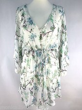 Zara Floral Caftan Tunique Haut Vêtements de Plage Chemisier M
