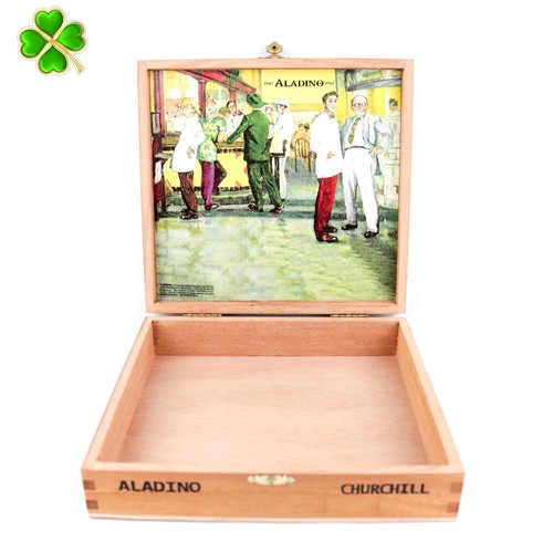Caja de cigarros de madera vacía Aladino Churchill Corojo 8" x 7,75" x 2" - Imagen 11 de 12