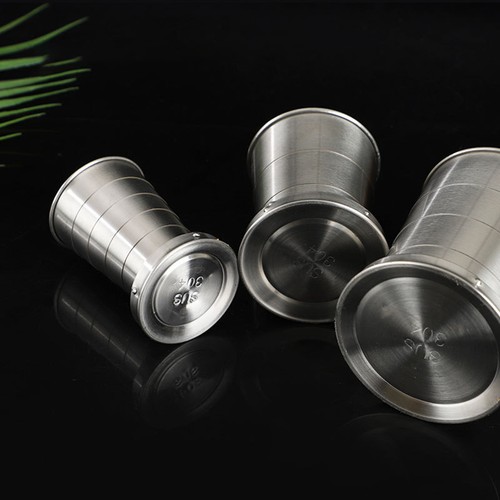 Retractable Folding Cup Travel Camping Outdoor Collapsible Mugs Stainless Steel - Picture 9 of 15