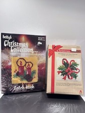 Vintage Caron Christmas Holly Bouquet Betty  s Candles Latch Hook