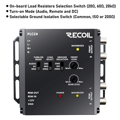 PLC24 2-Kanal In & 4-Kanal Out LOC Line Output Converter, Cinch, 9,5V, aktiv