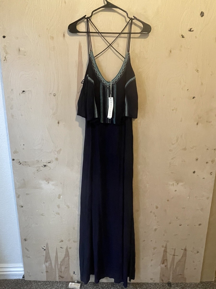 Love Stitch Navy Blue Maxi Dress Medium Linen-Like | eBay Love Stitch Navy Blue Maxi Dress Medium Linen-Like | eBay
