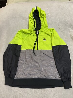 VICTORIA'S SECRET PINK ANORAK FLEECE LINED WINDBREAKER JACKET XS/S GRAY  NEON