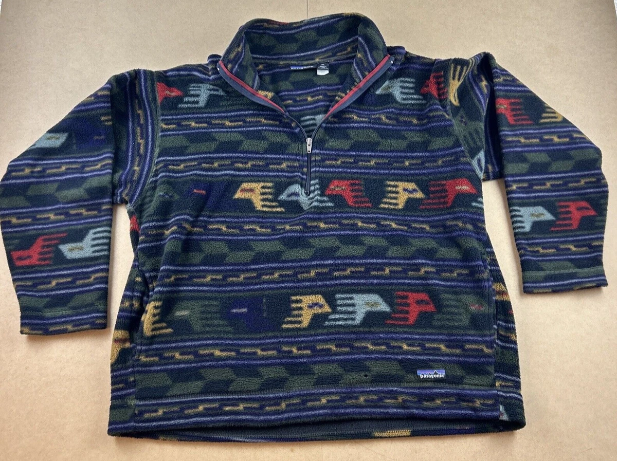 VINTAGE Patagonia Fleece Jacket Mens XL Aztec Condor Anatolia Thunderbird KU3034